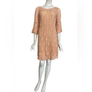 Chic Long Sleeve Lace Dress in Peach